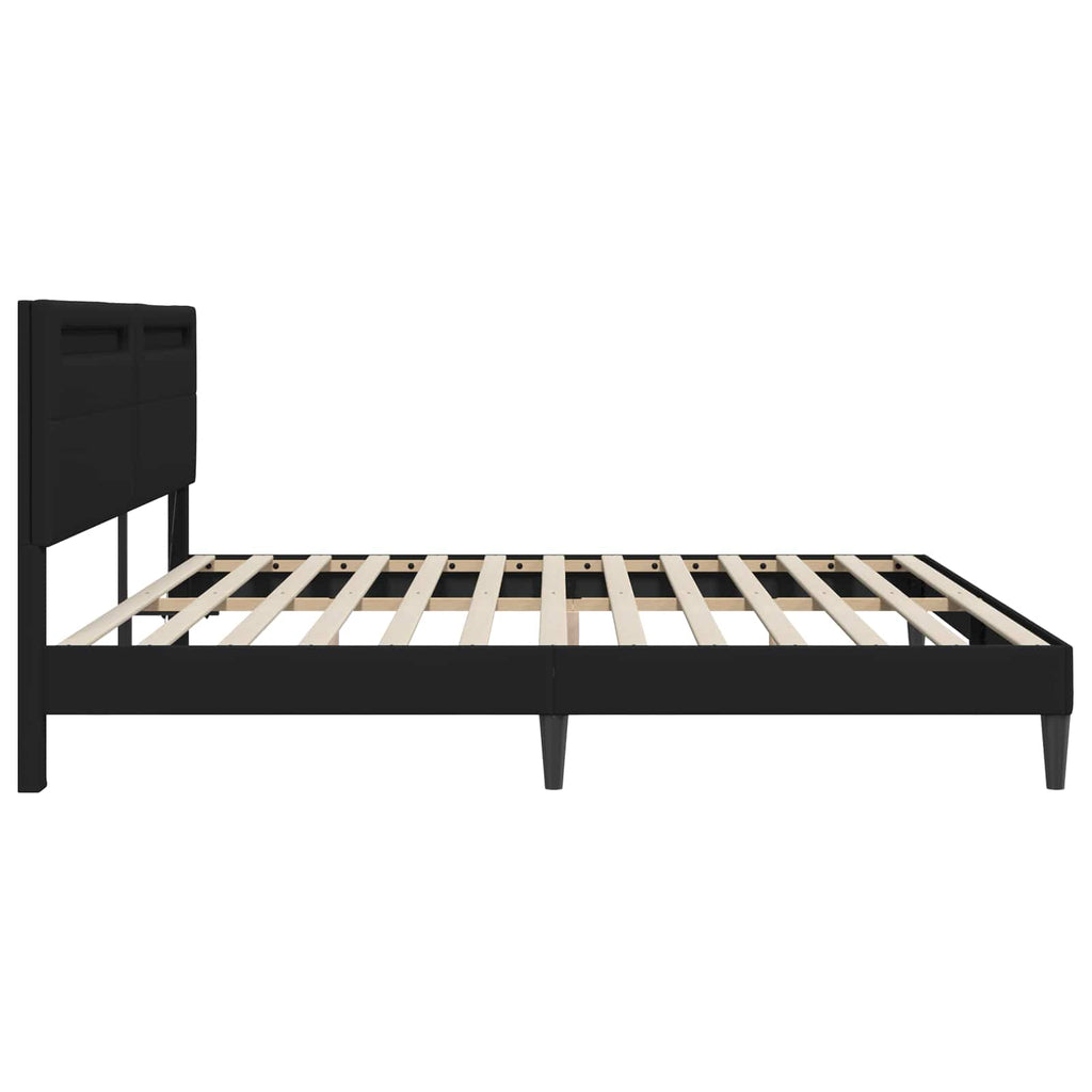 Estructura de cama Negro 180 x 200 cm Cuero sintético