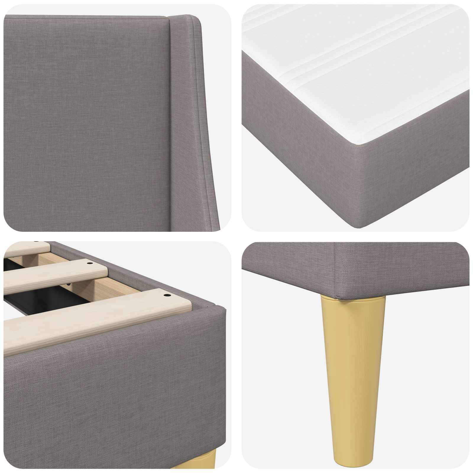 Estructura de cama con colchón Taupé 80x 200 cm Poliéster