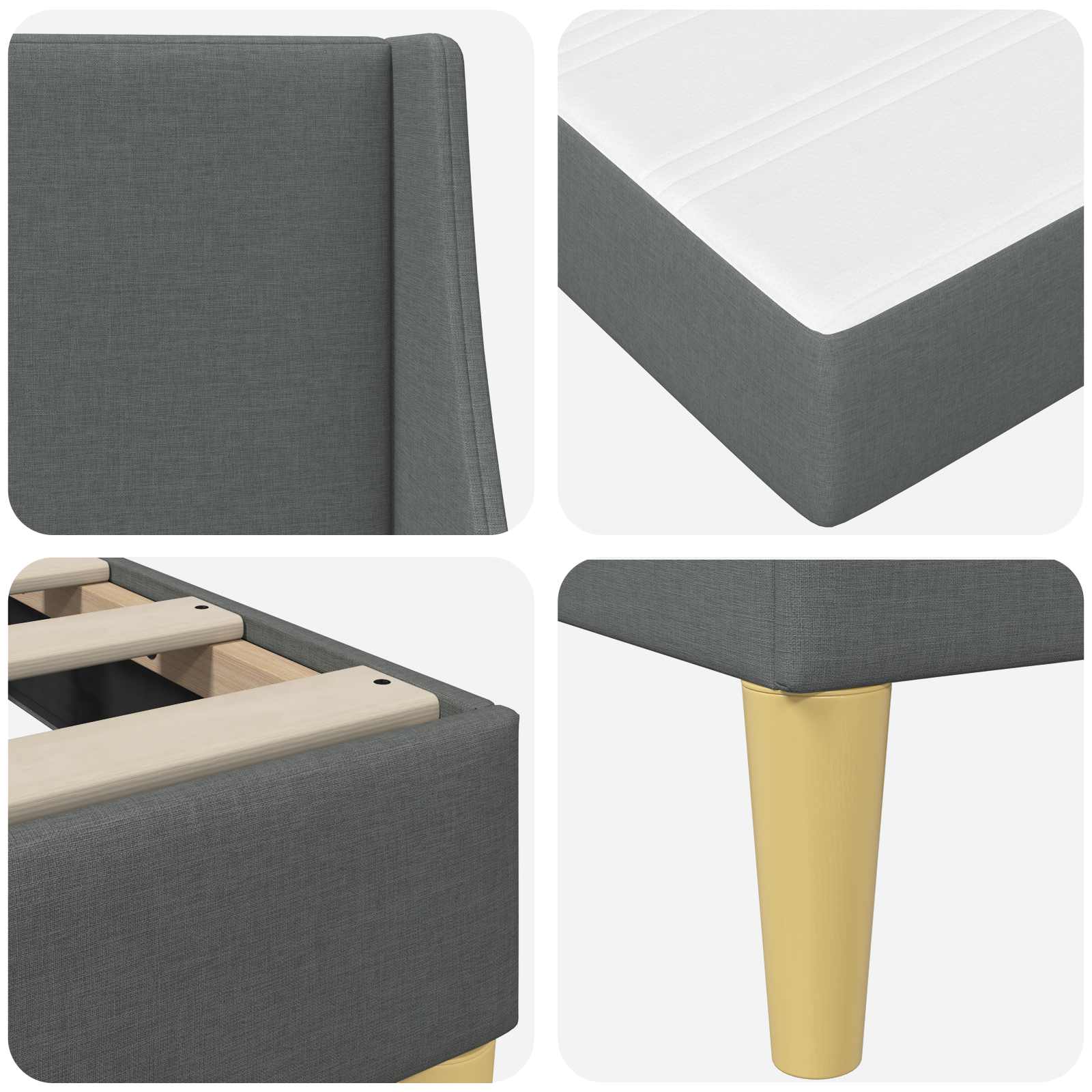 Estructura de cama con colchón Gris 90 x 190 cm Poliéster