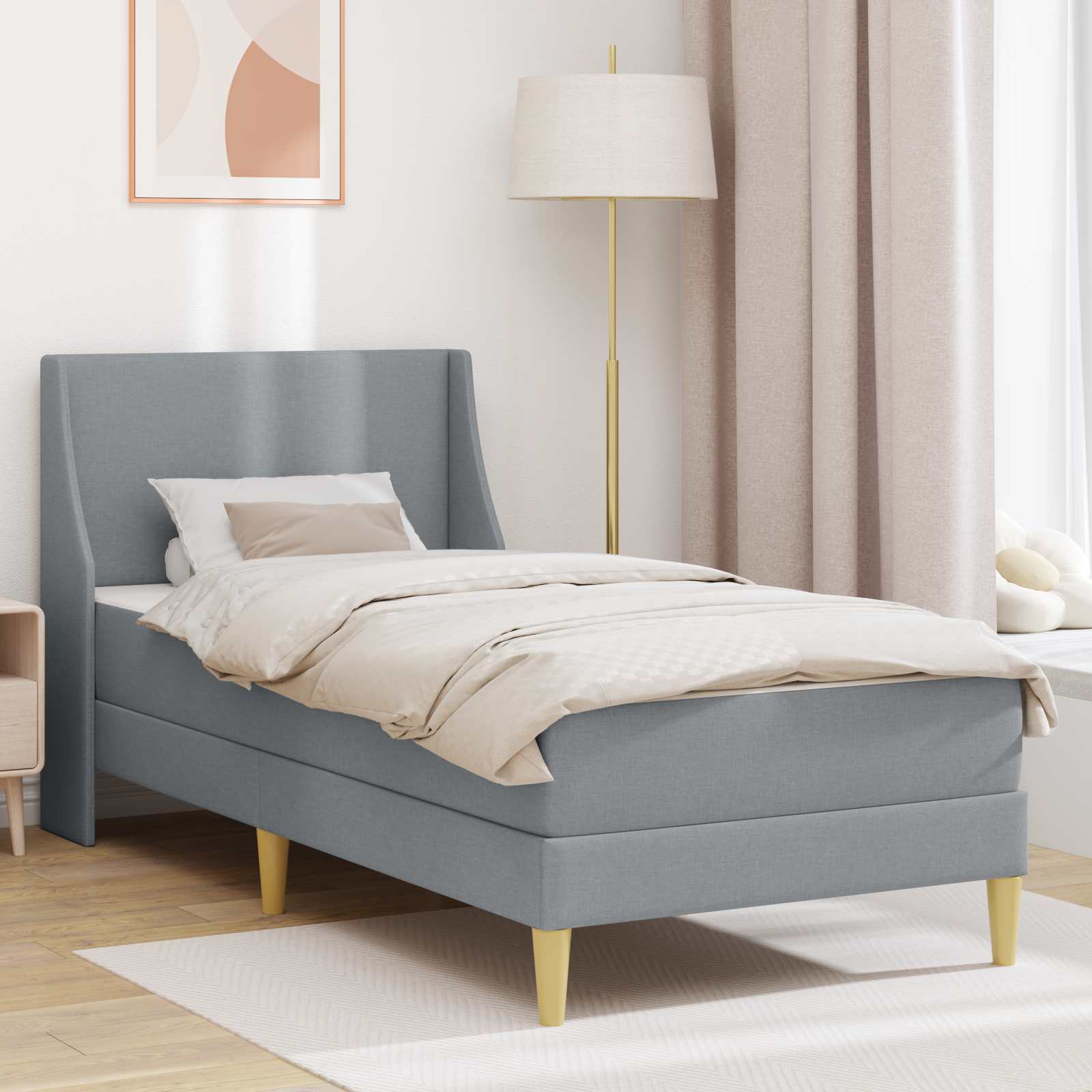 Estructura de cama con colchón Gris 90 x 190 cm Poliéster