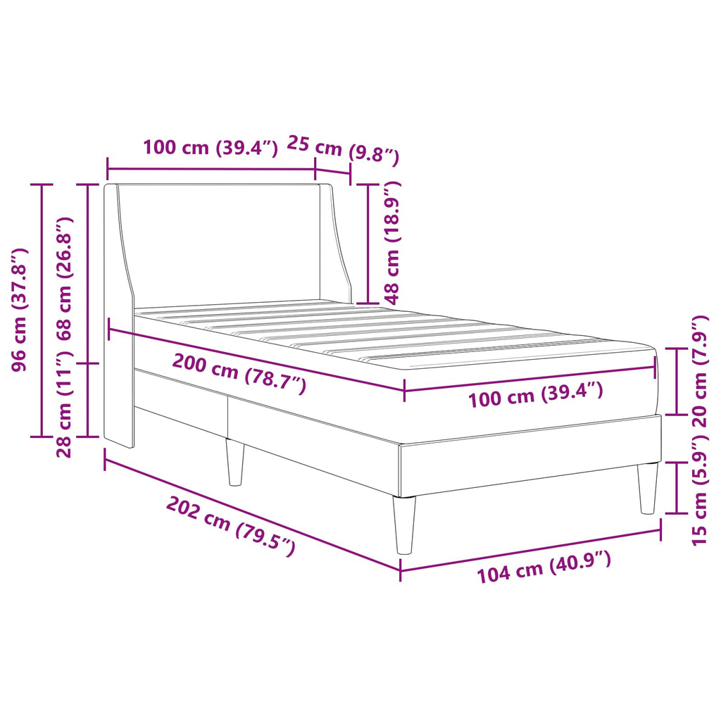 Estructura de cama con colchón Gris oscuro 100 x 200 cm