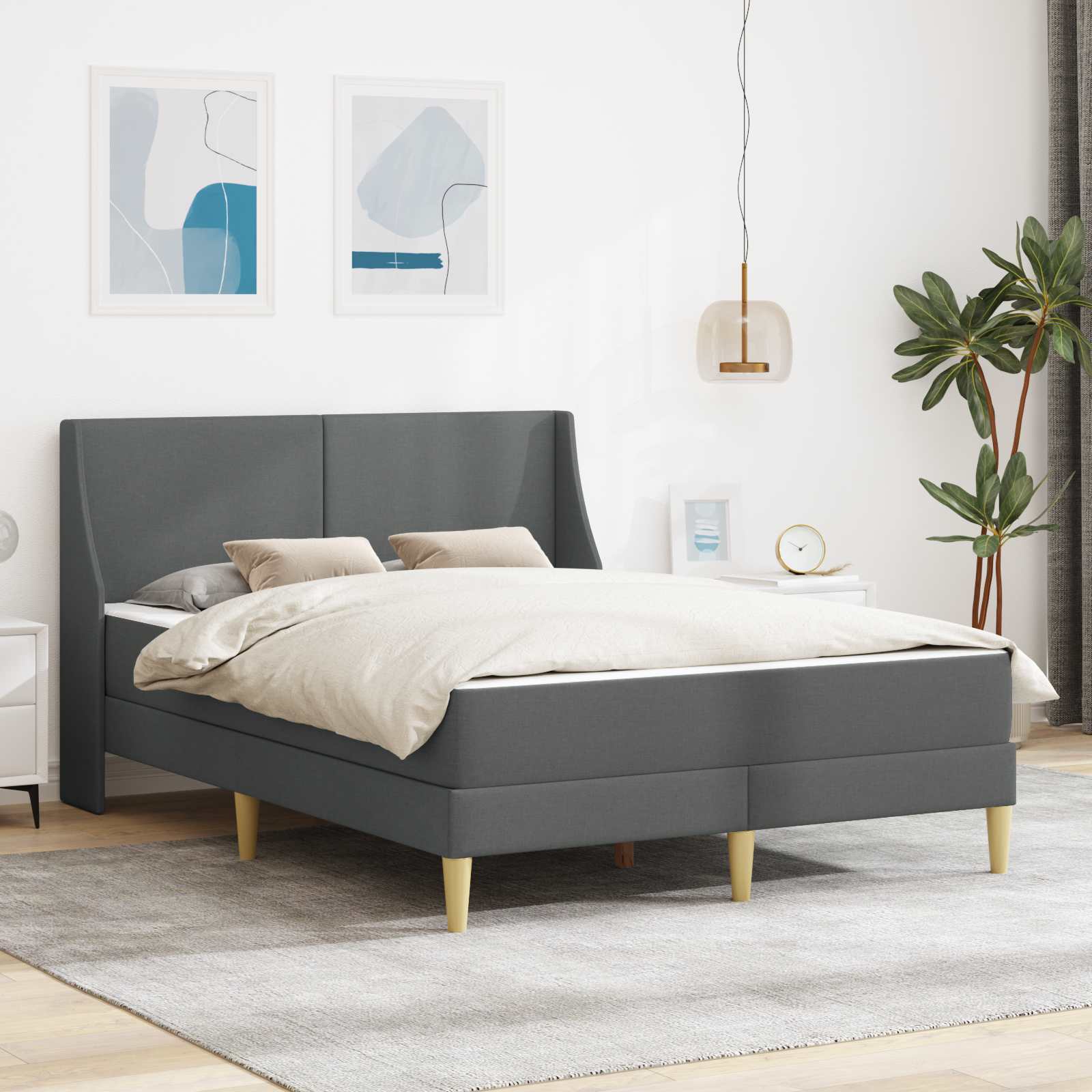Estructura de cama con colchón con cabecera Poliéster