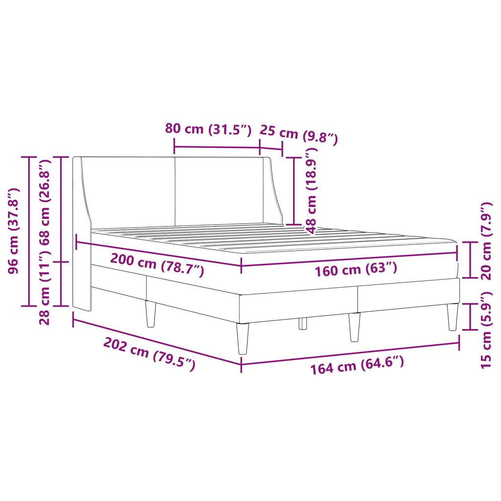 Estructura de cama con colchón Negro 160 x 200 cm Poliéster