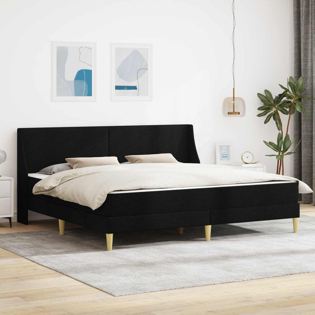 Estructura de cama con colchón Negro 180 x 200 cm Poliéster