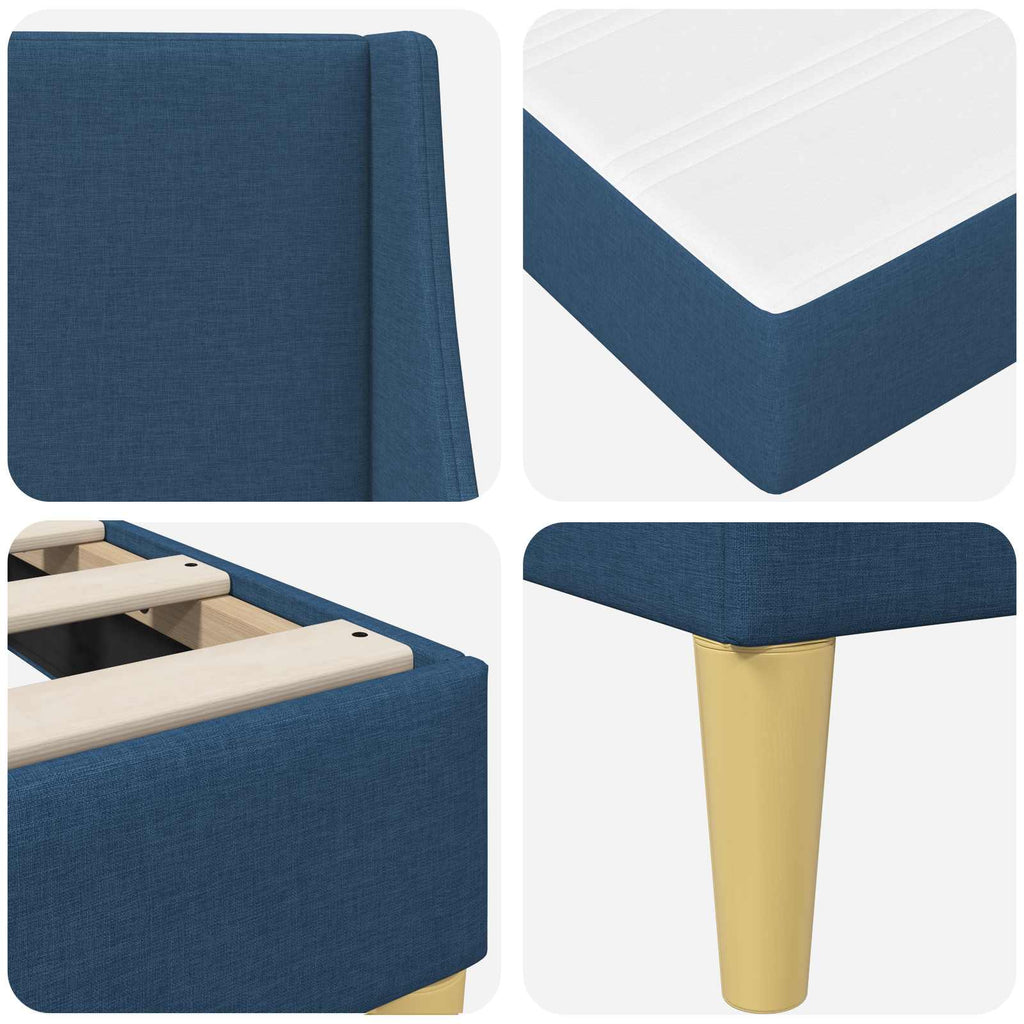 Estructura de cama con colchón Azul 180 x 200 cm Poliéster