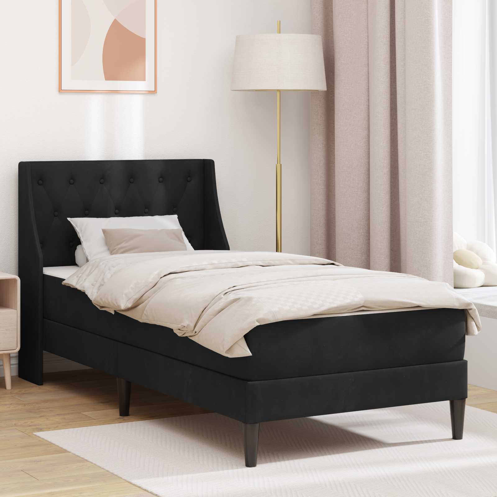 Bed Frame with Mattress Blue 100 x 200 cm Velvet