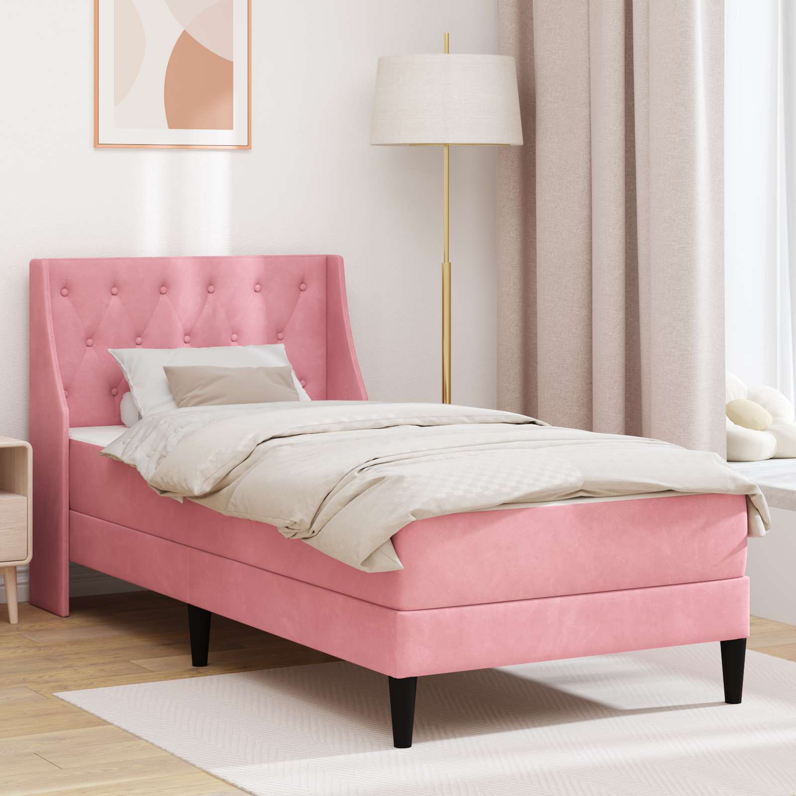 Bed Frame with Mattress Blue 100 x 200 cm Velvet
