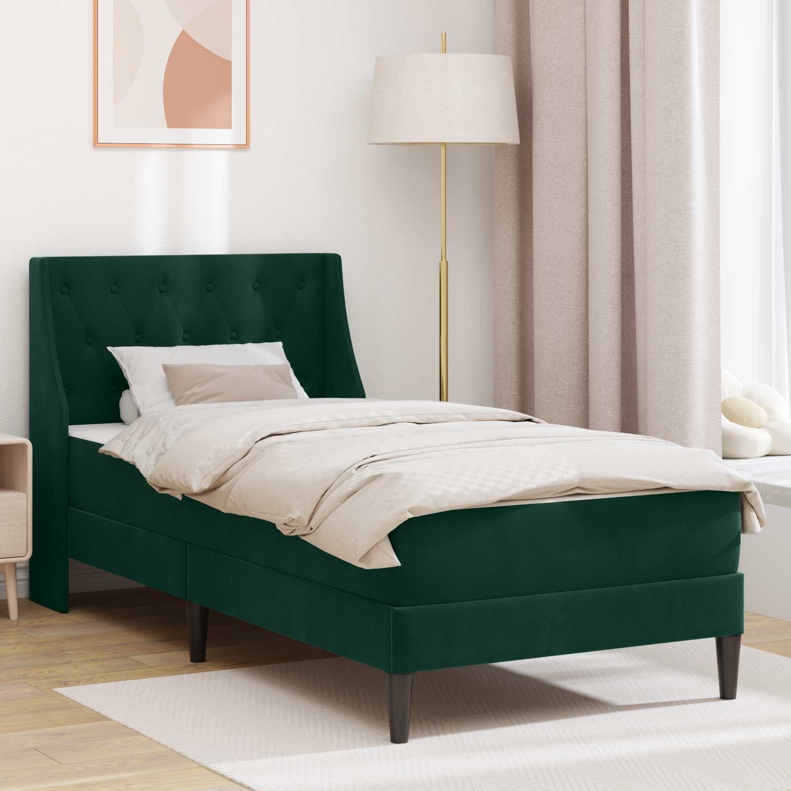 Bed Frame with Mattress Blue 100 x 200 cm Velvet