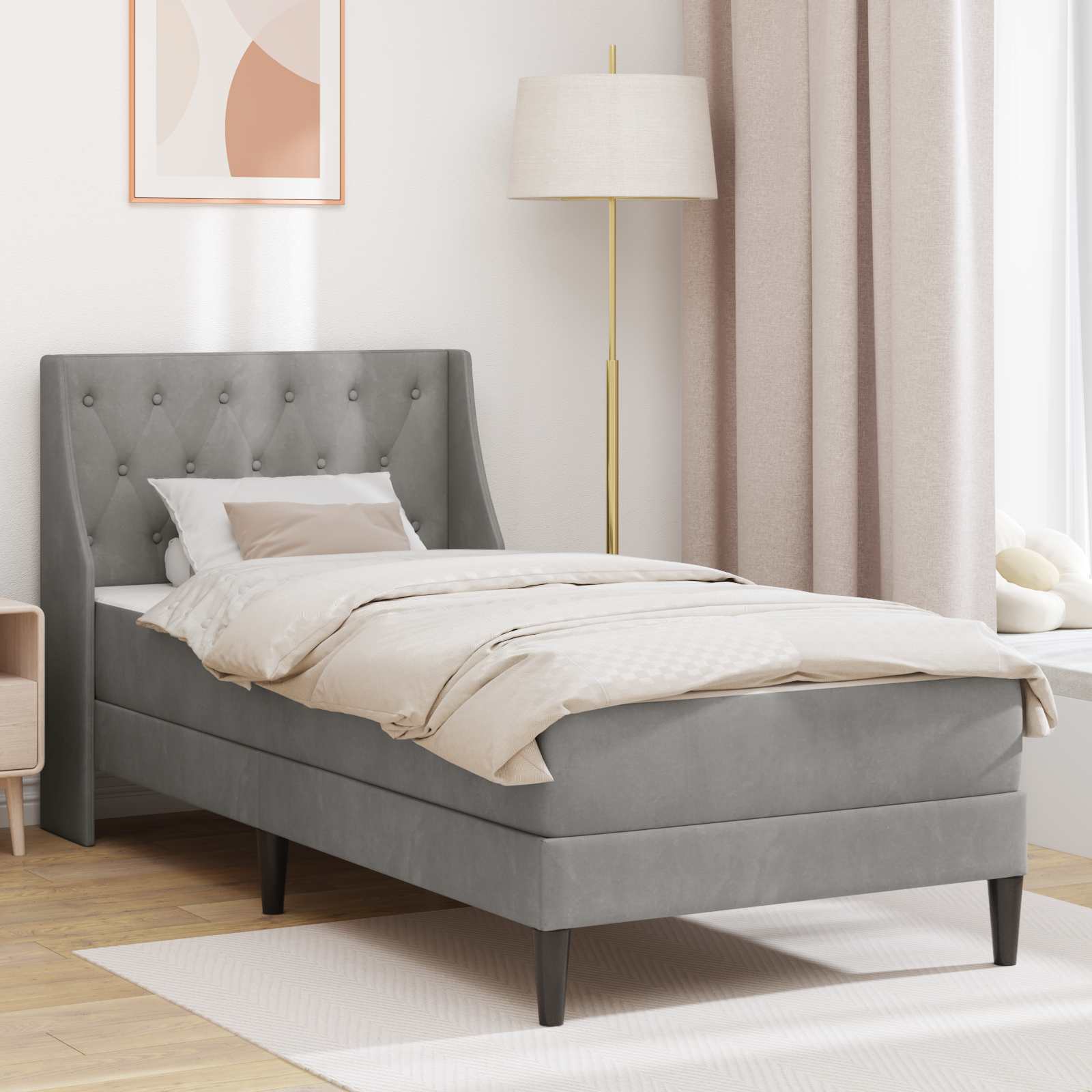 Bed Frame with Mattress Blue 100 x 200 cm Velvet