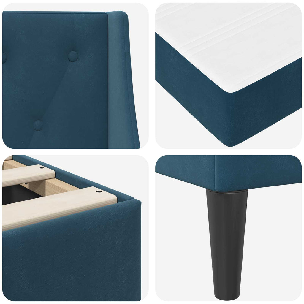 Estructura de cama con colchón Azul 100 x 200 cm Terciopelo