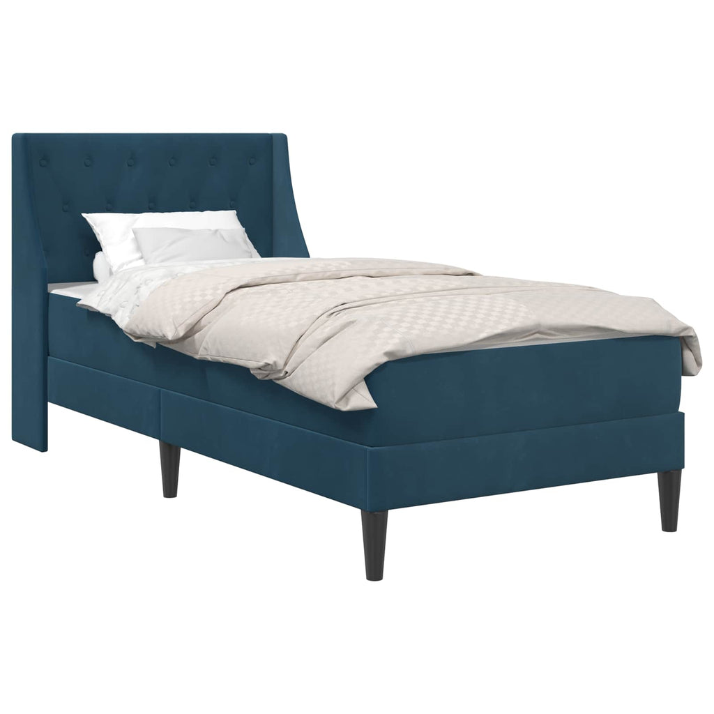 Estructura de cama con colchón Azul 100 x 200 cm Terciopelo