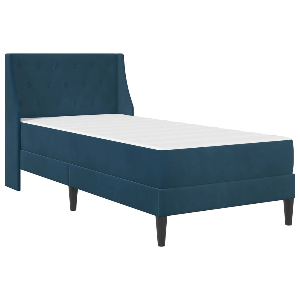 Estructura de cama con colchón Azul 100 x 200 cm Terciopelo