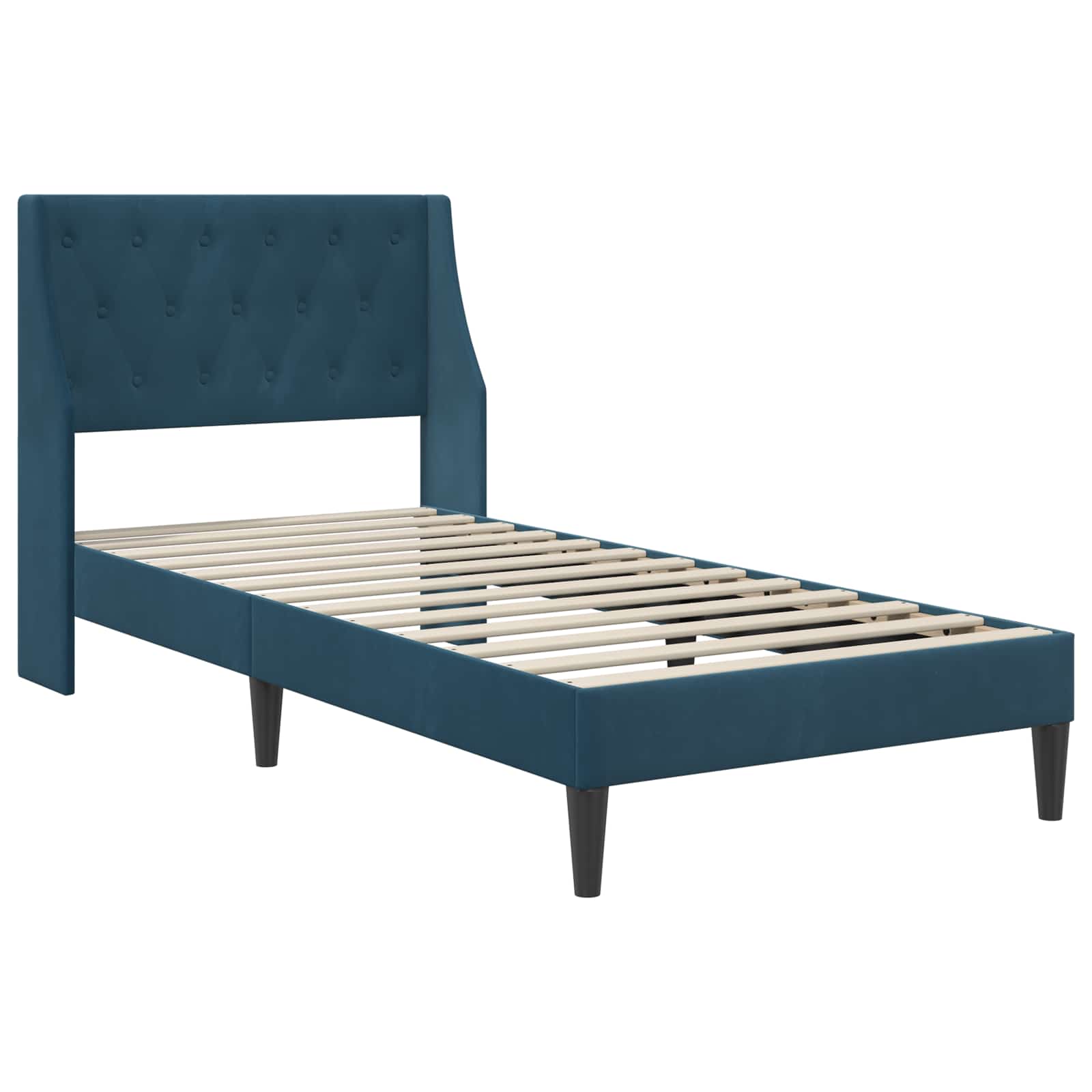 Estructura de cama con colchón Azul 100 x 200 cm Terciopelo