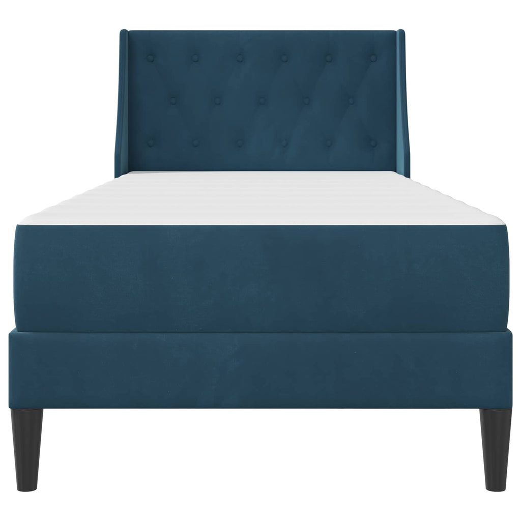 Estructura de cama con colchón Azul 100 x 200 cm Terciopelo