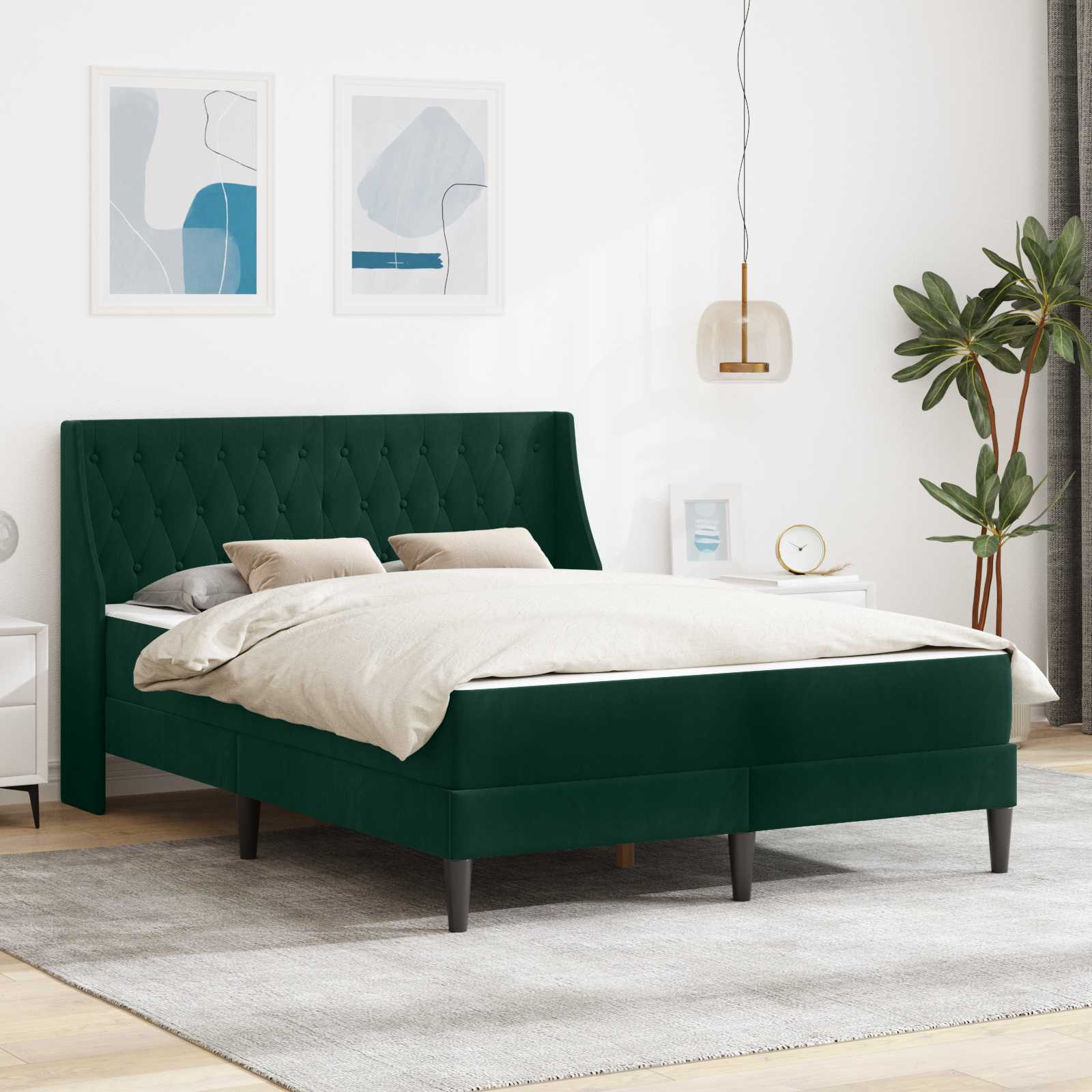 Bed Frame with Mattress Blue 100 x 200 cm Velvet