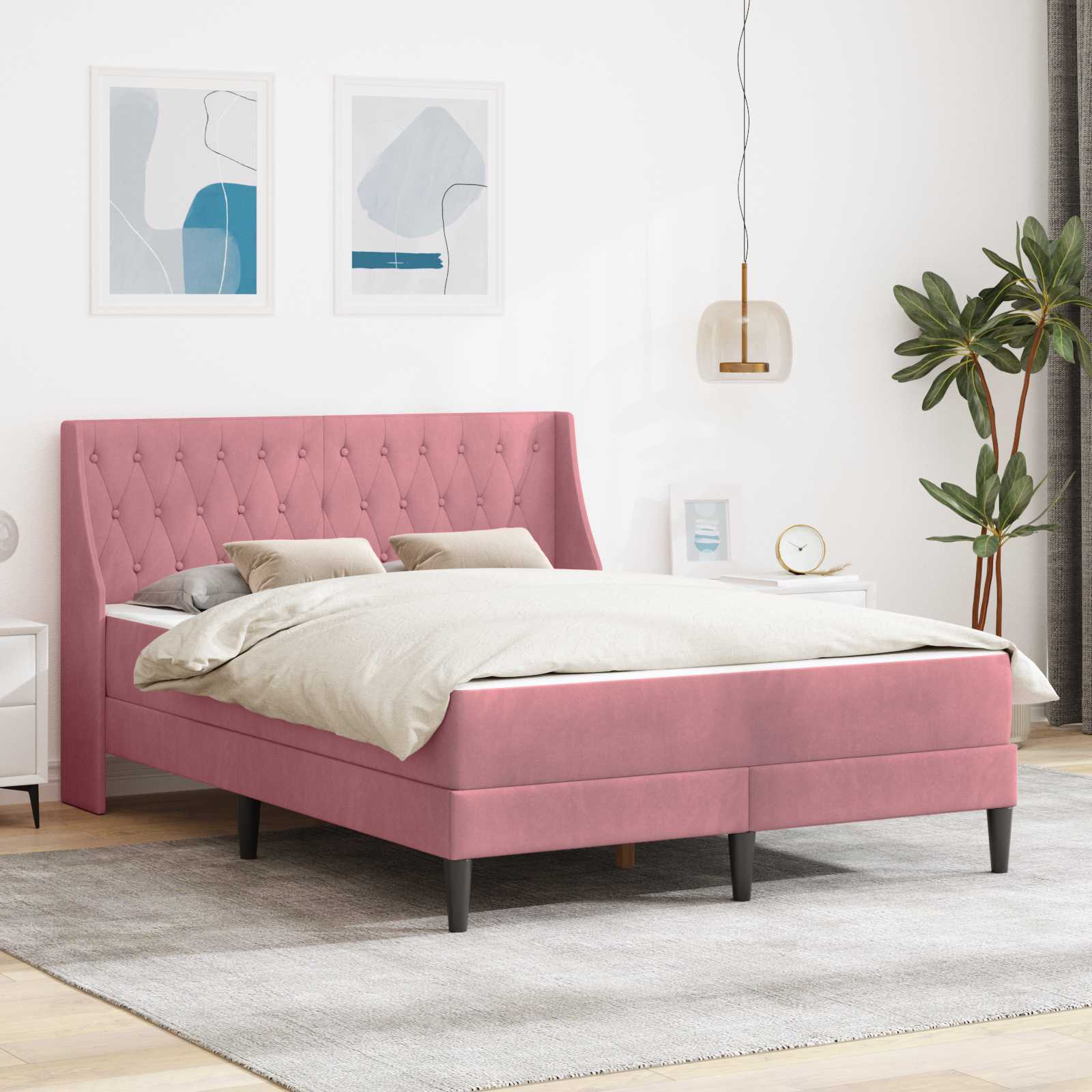 Bed Frame with Mattress Blue 100 x 200 cm Velvet