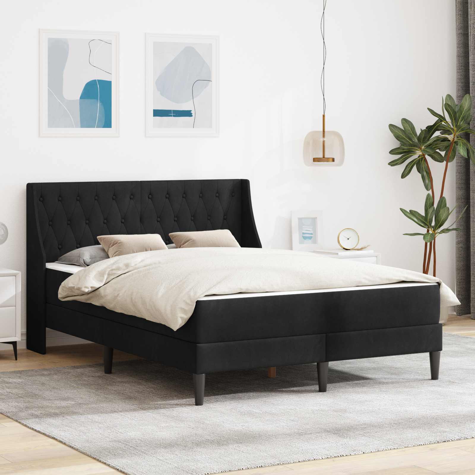 Bed Frame with Mattress Blue 100 x 200 cm Velvet