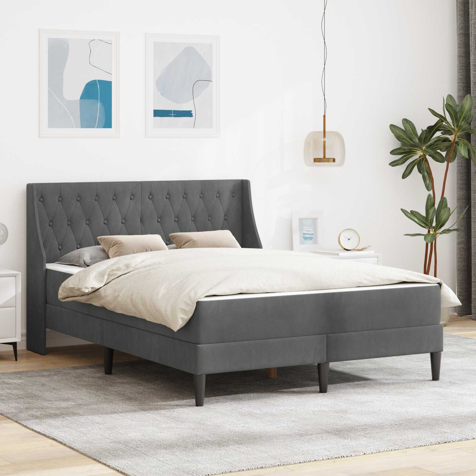 Bed Frame with Mattress Blue 100 x 200 cm Velvet