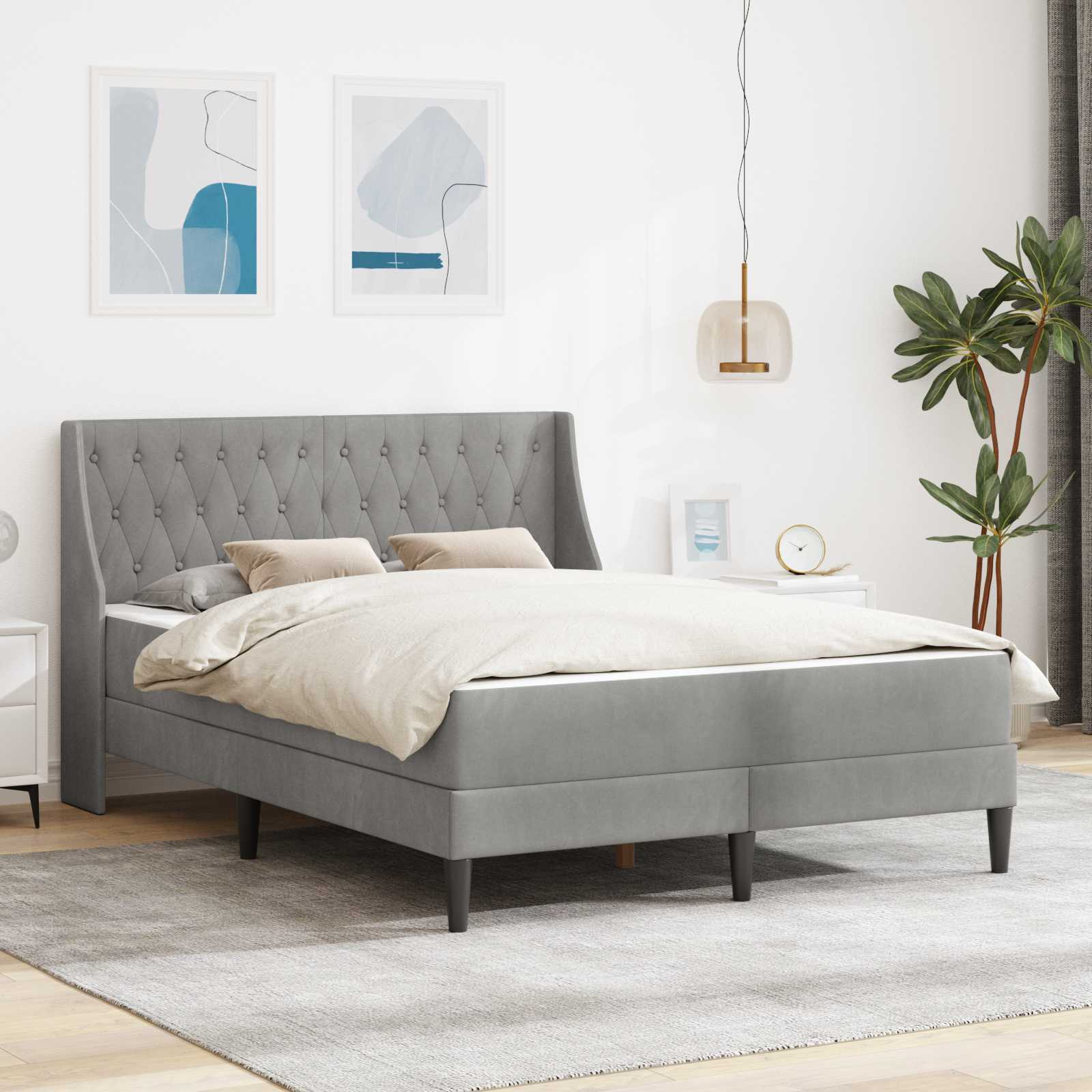Bed Frame with Mattress Blue 100 x 200 cm Velvet