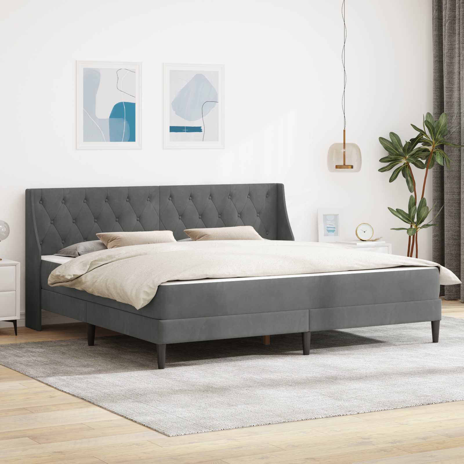 Bed Frame with Mattress Blue 100 x 200 cm Velvet