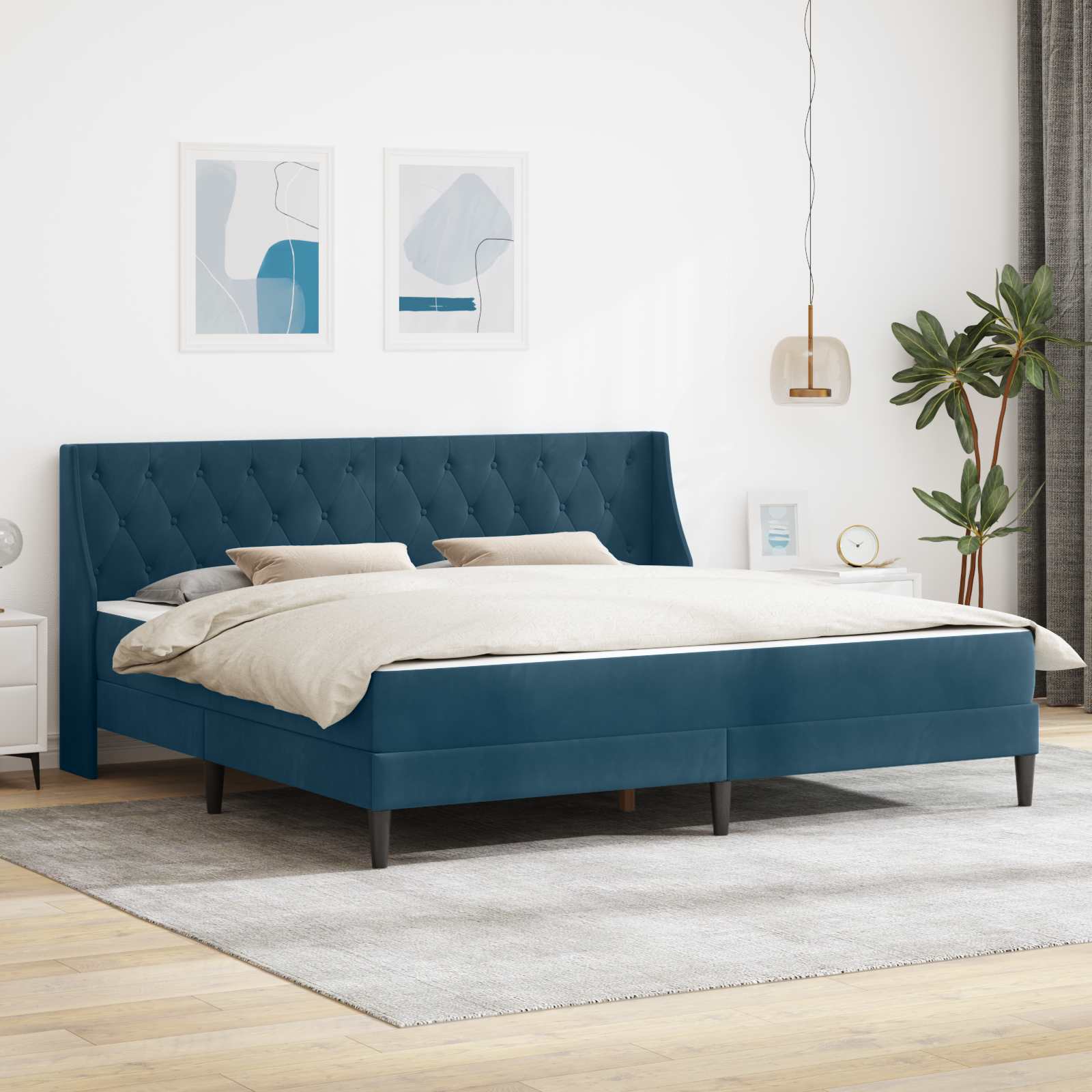 Bed Frame with Mattress Blue 100 x 200 cm Velvet