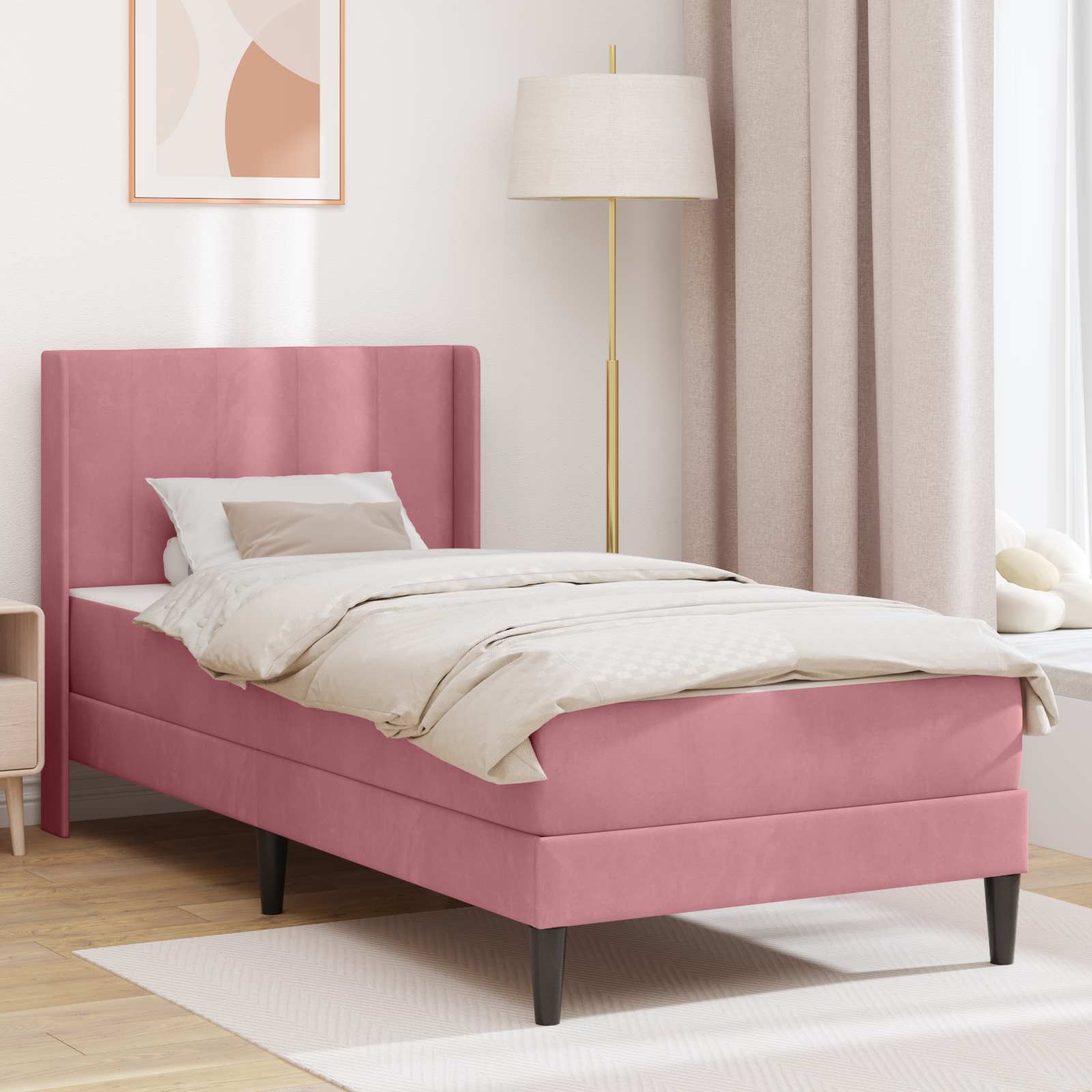 Estructura de cama con colchón Azul 100 x 200 cm Terciopelo