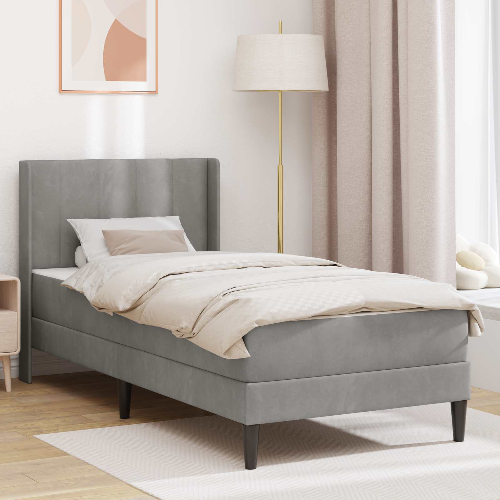 Estructura de cama con colchón Azul 100 x 200 cm Terciopelo