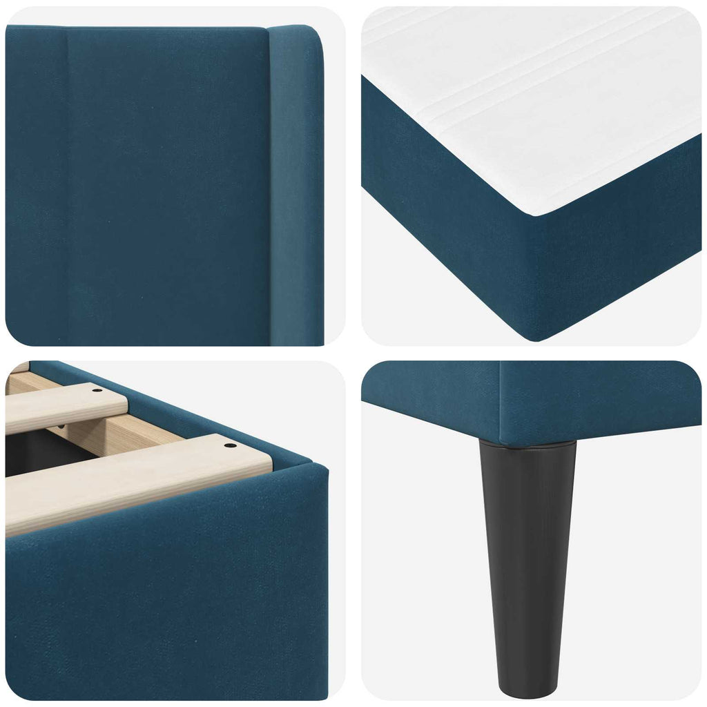 Estructura de cama con colchón Azul 100 x 200 cm Terciopelo