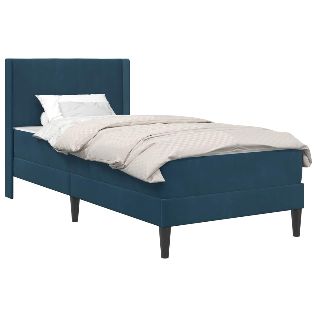 Estructura de cama con colchón Azul 100 x 200 cm Terciopelo