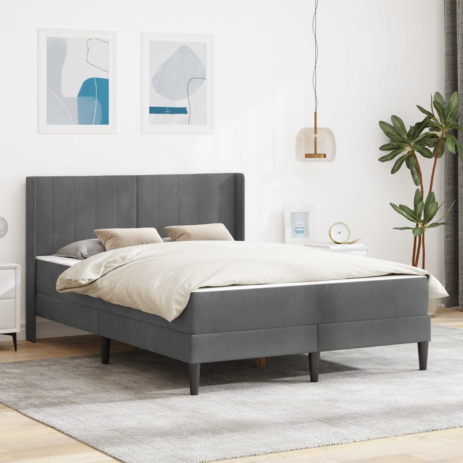 Estructura de cama con colchón Azul 100 x 200 cm Terciopelo