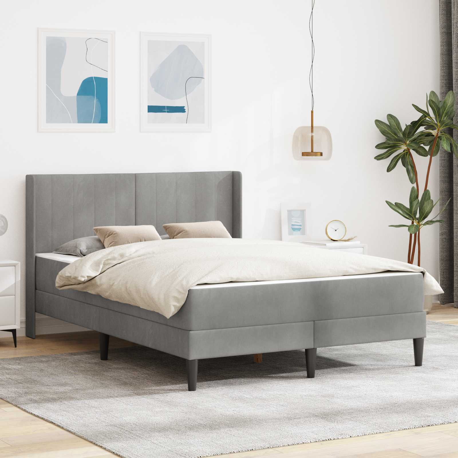 Estructura de cama con colchón Azul 100 x 200 cm Terciopelo