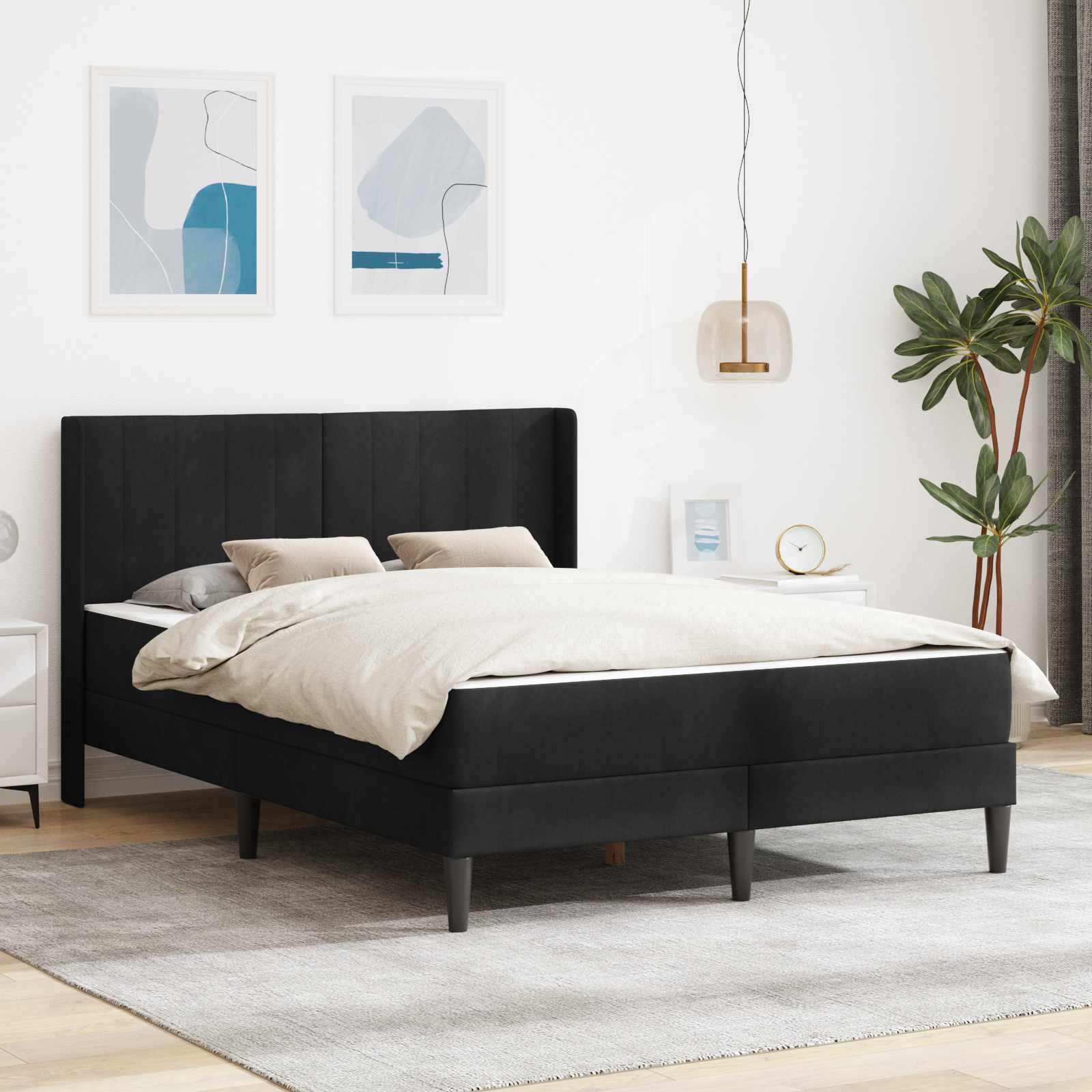 Estructura de cama con colchón Azul 100 x 200 cm Terciopelo