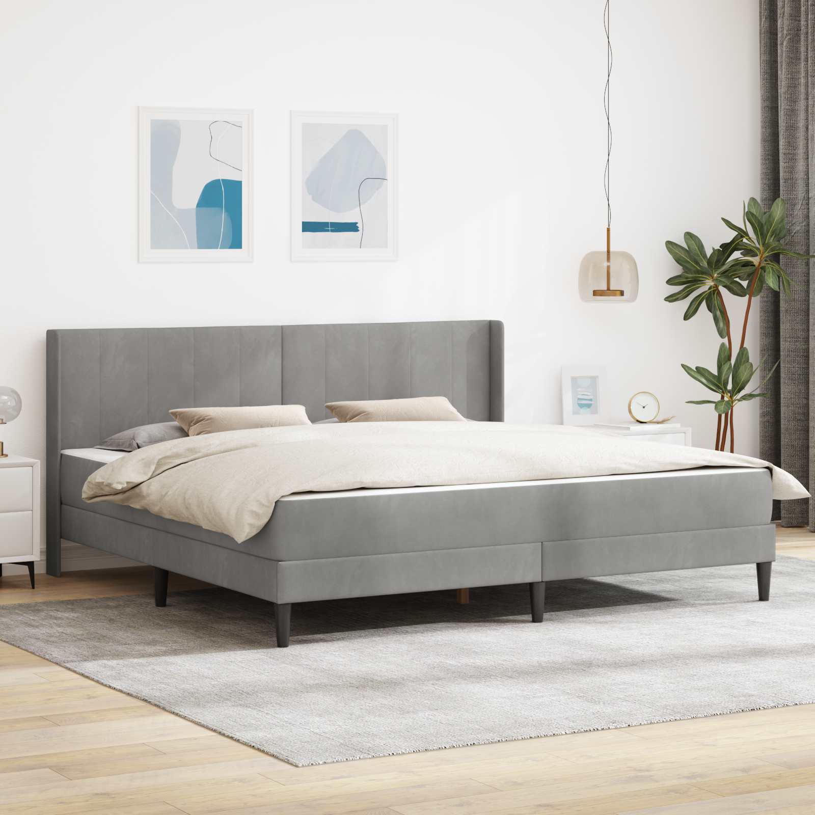 Estructura de cama con colchón Azul 100 x 200 cm Terciopelo