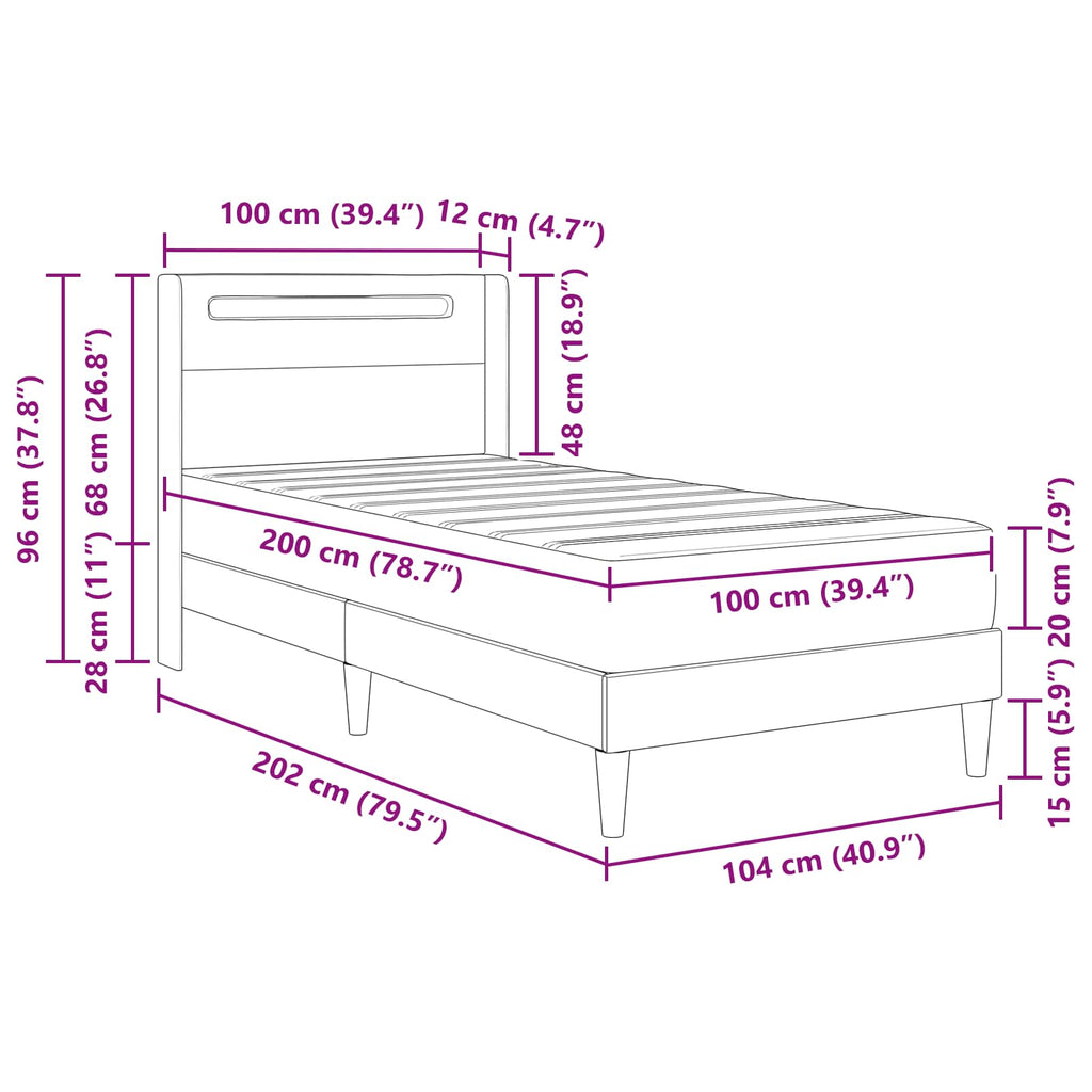 Estructura de cama con colchón Blanco 100 x 200 cm