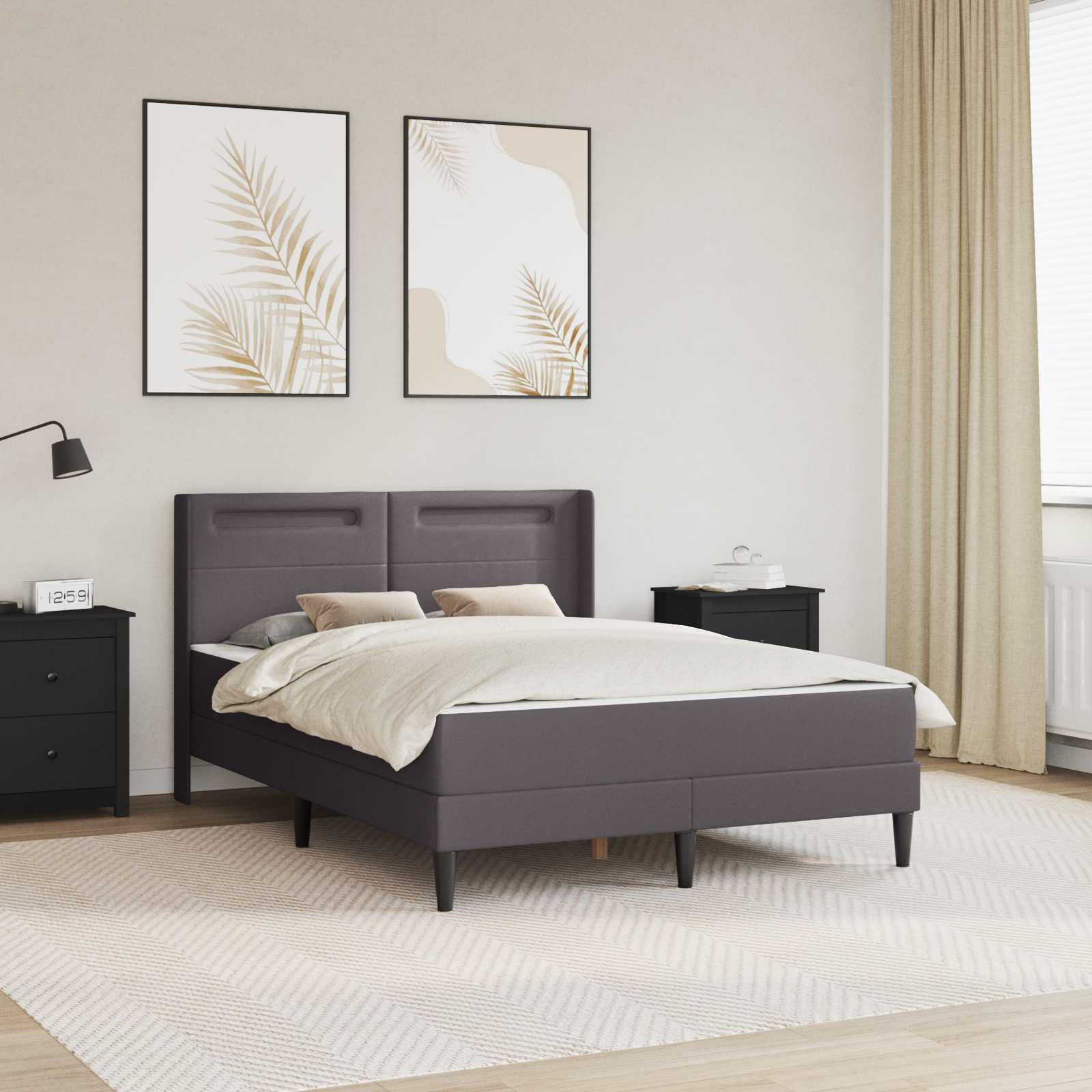 Estructura de cama con colchón Gris 120 x 190 cm