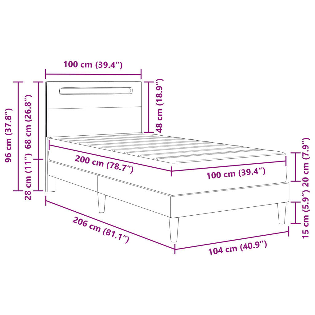 Estructura de cama Blanco 100 x 200 cm Cuero sintético