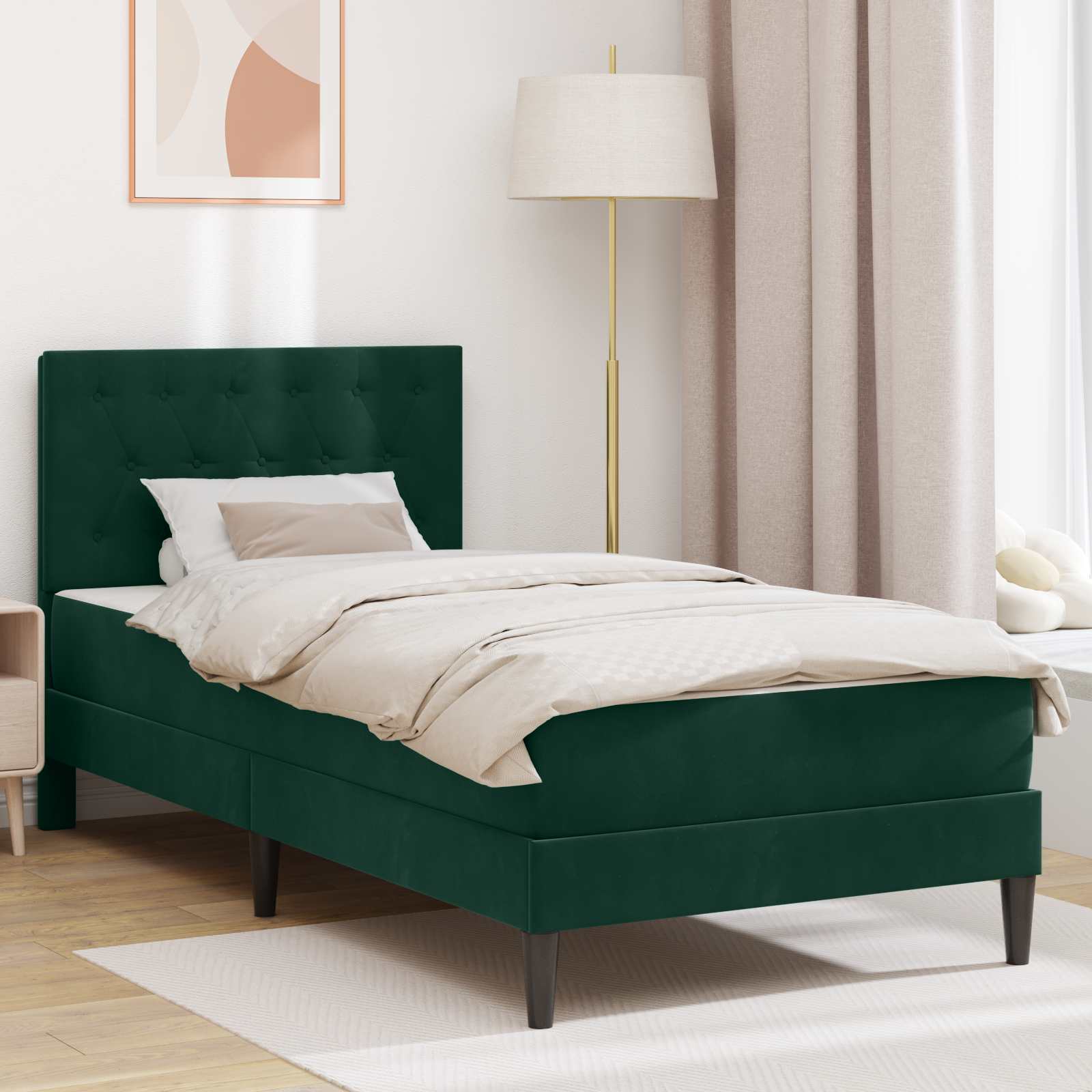 Blue Bed Frame with Mattress 100 x 200 cm Velvet
