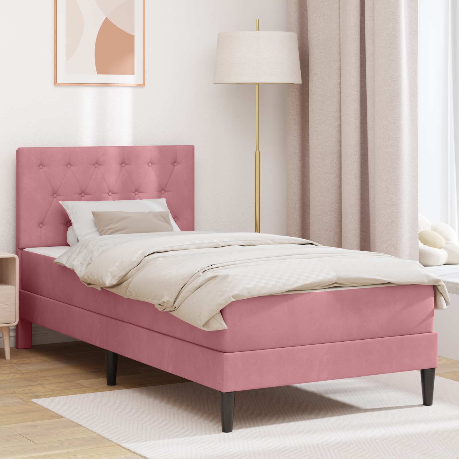 Blue Bed Frame with Mattress 100 x 200 cm Velvet