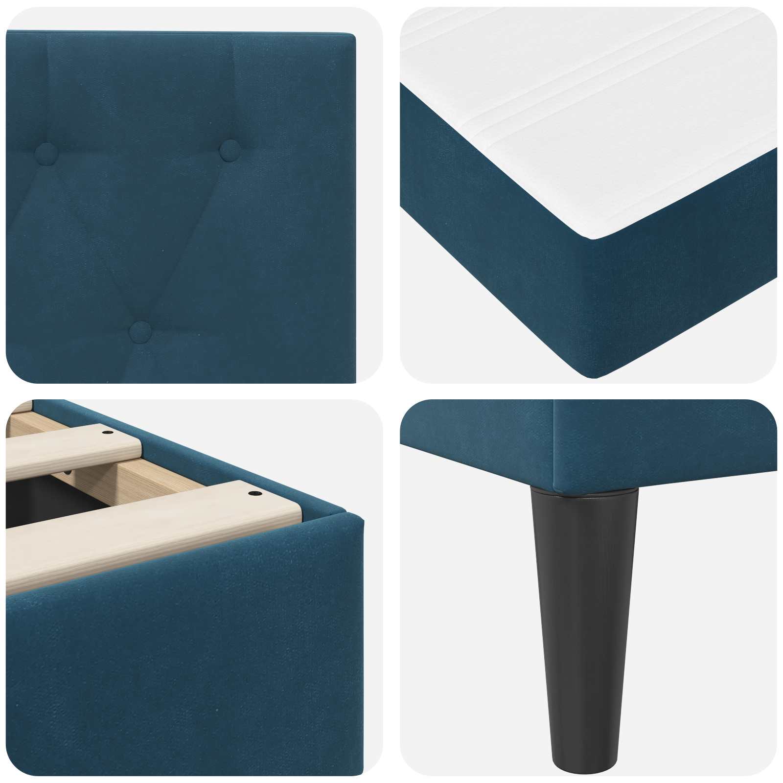 Estructura de cama con colchón Azul 100 x 200 cm Terciopelo