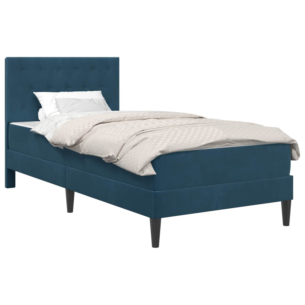 Estructura de cama con colchón Azul 100 x 200 cm Terciopelo