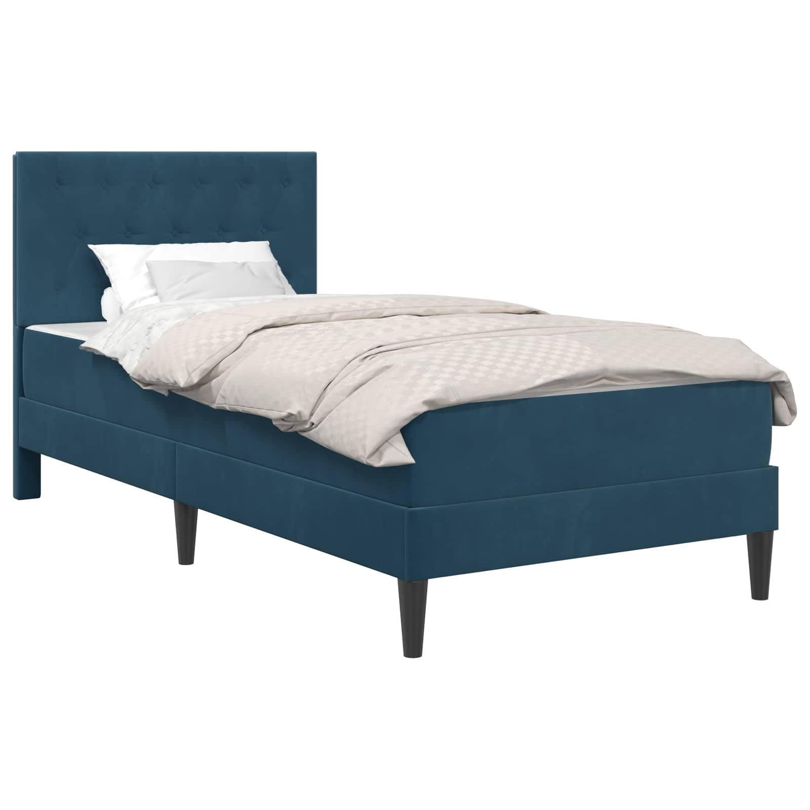 Estructura de cama con colchón Azul 100 x 200 cm Terciopelo