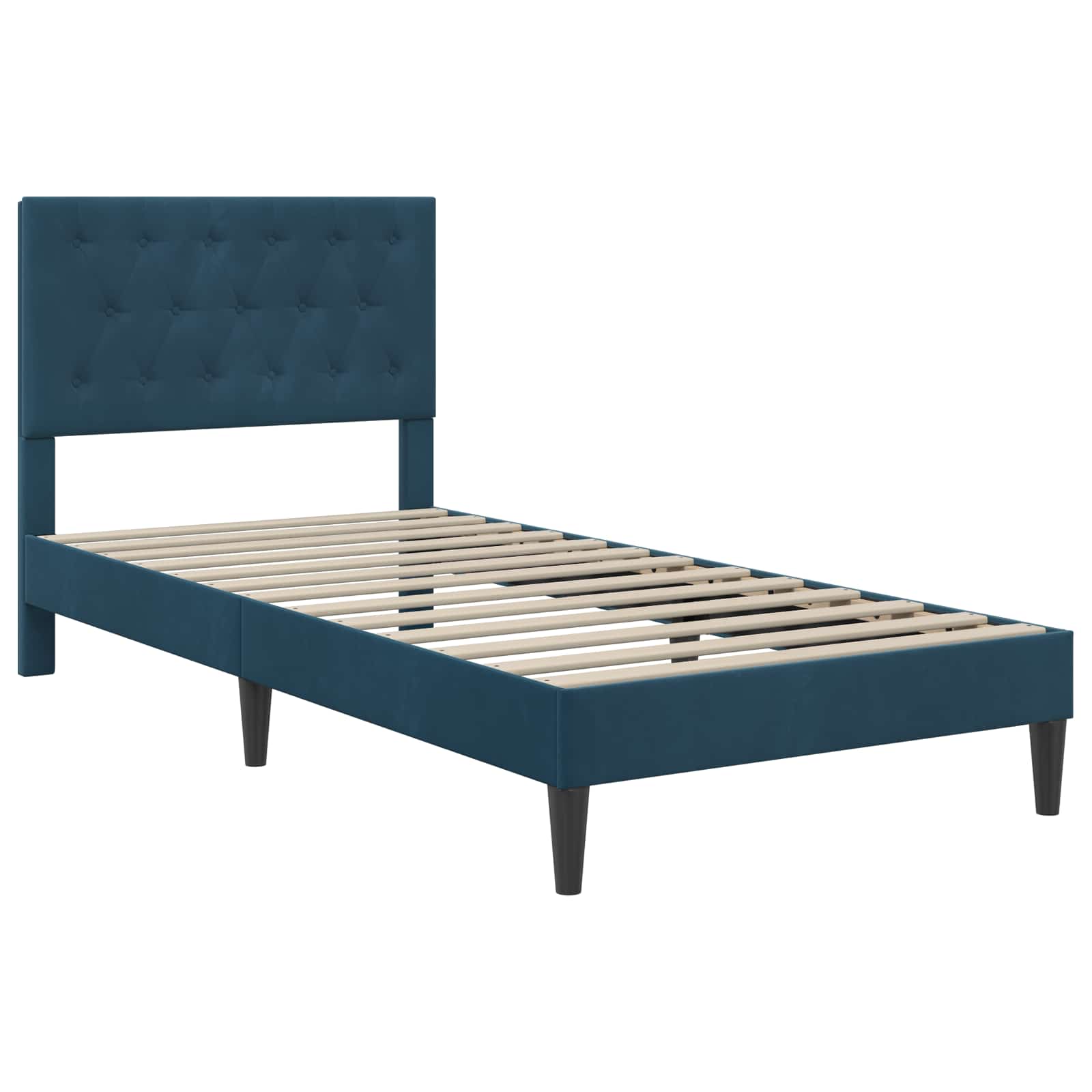 Estructura de cama con colchón Azul 100 x 200 cm Terciopelo
