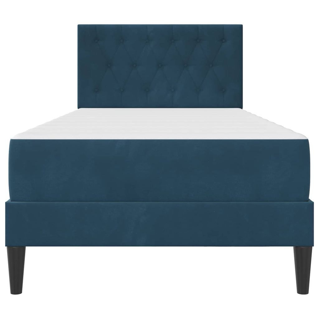 Estructura de cama con colchón Azul 100 x 200 cm Terciopelo