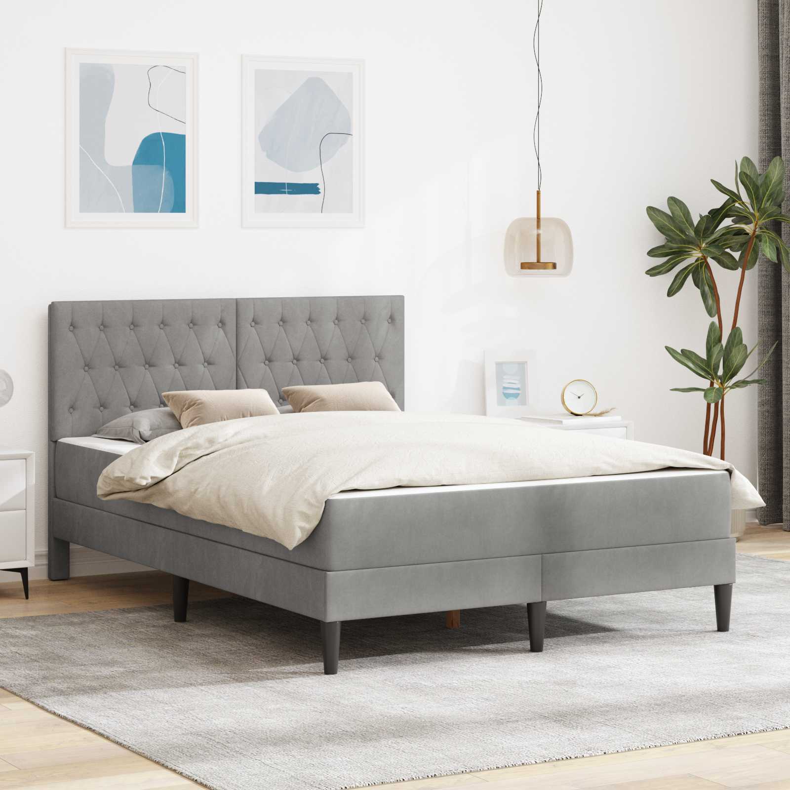 Blue Bed Frame with Mattress 100 x 200 cm Velvet
