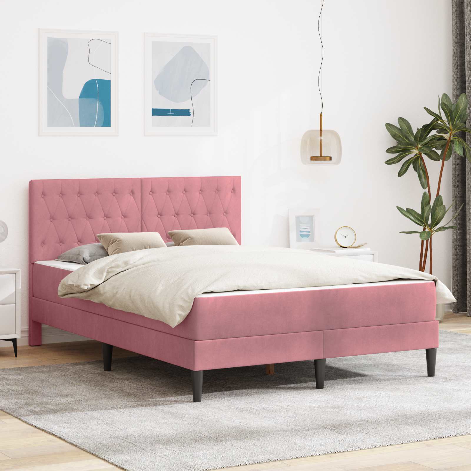 Blue Bed Frame with Mattress 100 x 200 cm Velvet