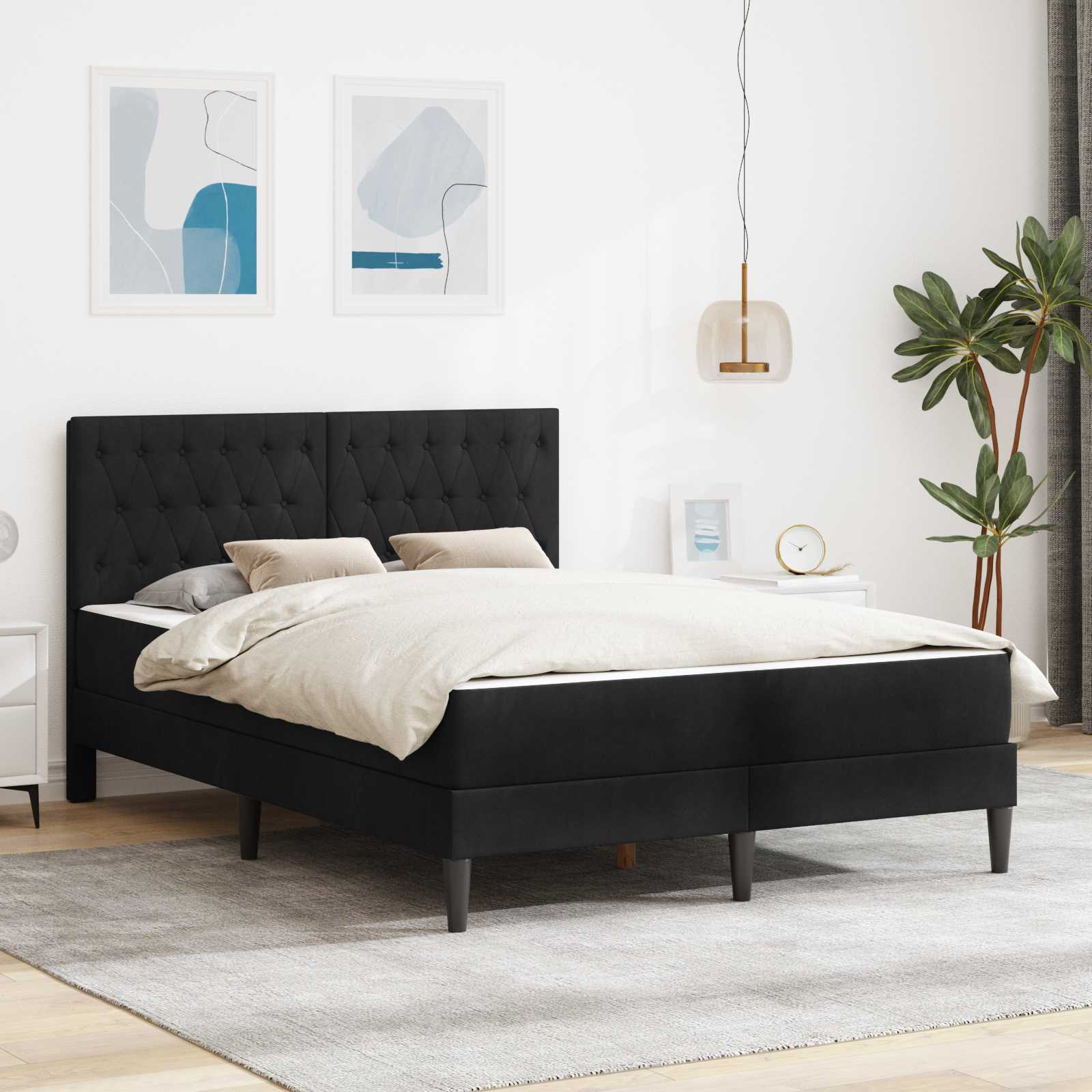 Blue Bed Frame with Mattress 100 x 200 cm Velvet