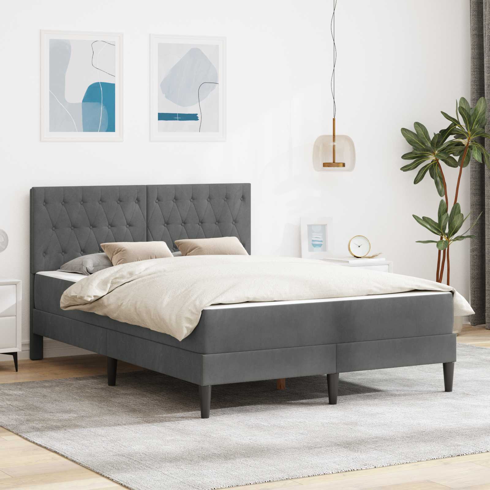 Blue Bed Frame with Mattress 100 x 200 cm Velvet
