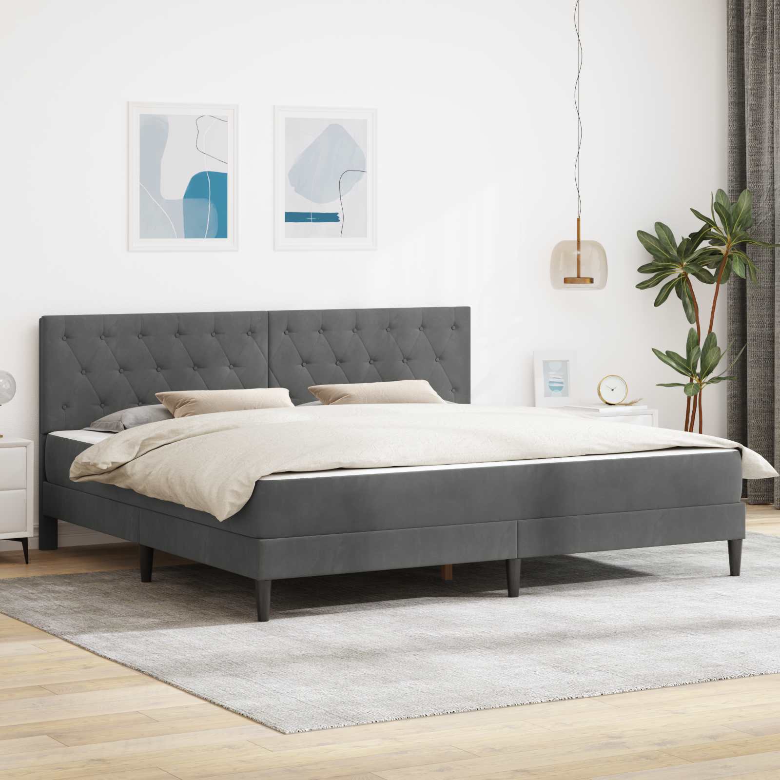 Blue Bed Frame with Mattress 100 x 200 cm Velvet