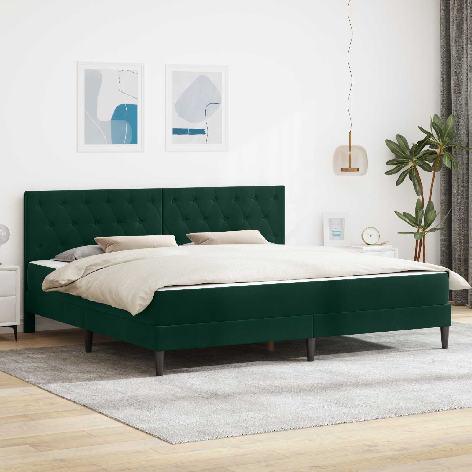 Blue Bed Frame with Mattress 100 x 200 cm Velvet