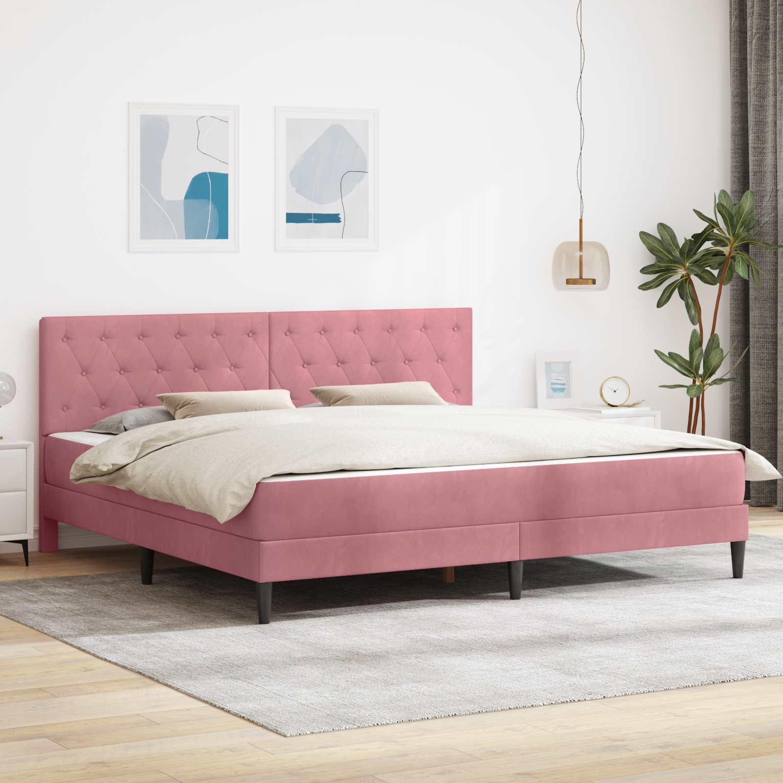 Blue Bed Frame with Mattress 100 x 200 cm Velvet
